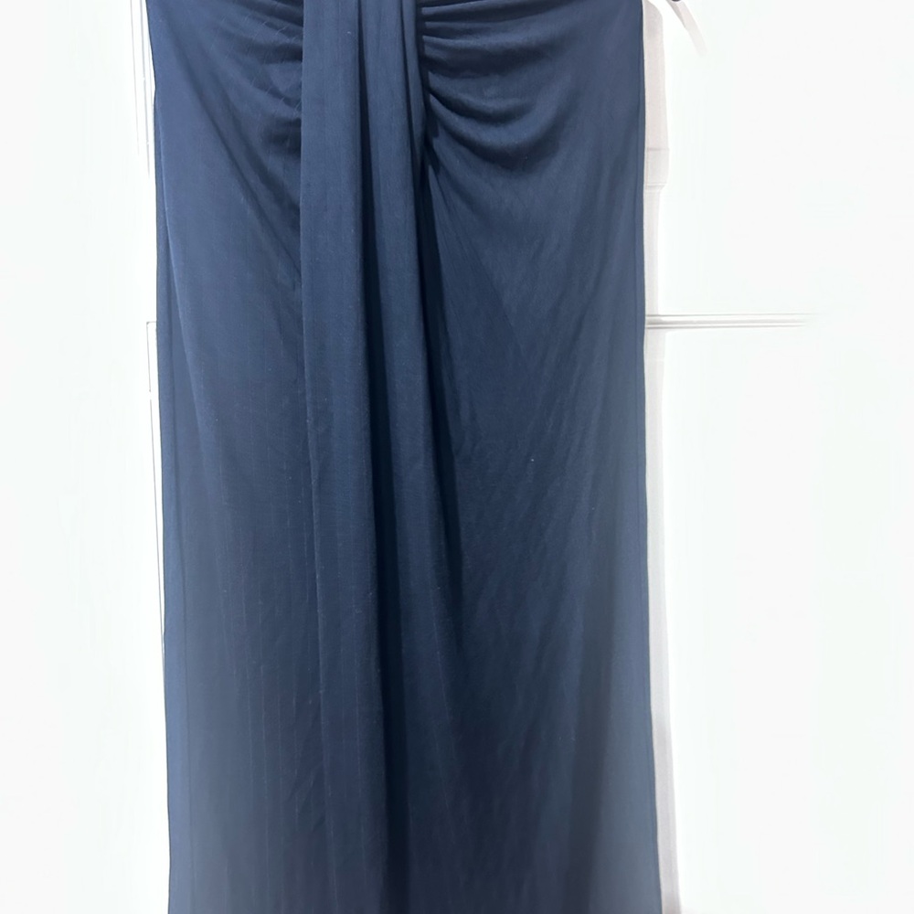 Significant Other Navy Blue Maxi Dress with Front Drape